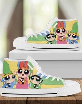 The Powerpuff Girls Colorful Pastel Design Art For Fan Sneakers Black High Top Shoes For Men And Women | Favorety CA