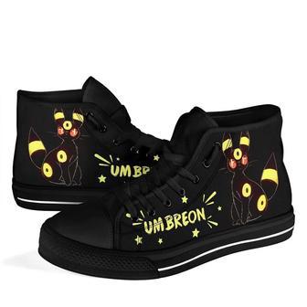 Umbreon Evvee Dark Pokemon Anime Design Art For Fan Sneakers Black High Top Shoes For Men And Women | Favorety AU