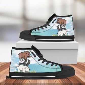 We Bare Bears Hightop Cartoon Canvas Prints Custom Poster Shoes Black High Top Shoes - Monsterry