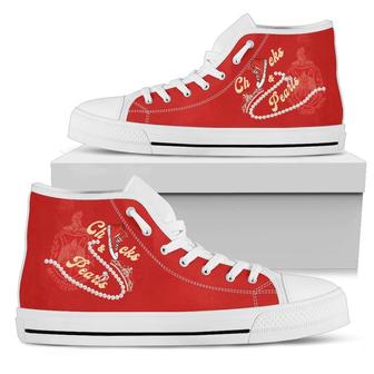 Wonder Print Footwear - Delta Sigma Theta Chucks And Pearls High Top Shoes K.H Pearls - Monsterry