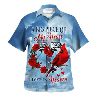 A Big Piece Of My Heart Lives In Heaven Cadinal Hawaiian Shirt - Seseable