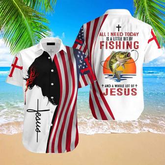 All I Need Today Is A Little Bit Of Fishing And A Whole Lot Of Jesus Hawaiian Shirt For Men And Women - Seseable