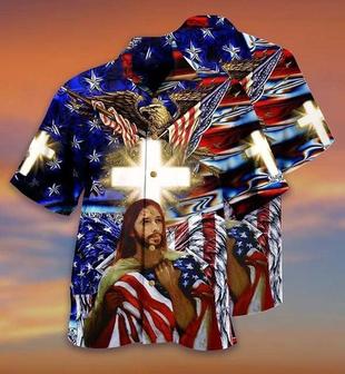 America And Jesus Bless Hawaiian Shirt - Christian Hawaiian Shirts For Men & Women - Seseable