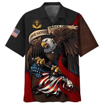 American Bald Eagle Flag Usa One Nation Under God Hawaiian Shirts - Seseable