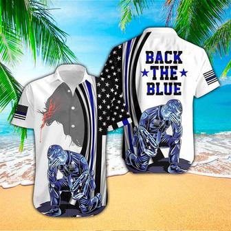 Back The Blue Police Flag American Jesus Christ All Over Printed Hawaiian Shirt - Seseable