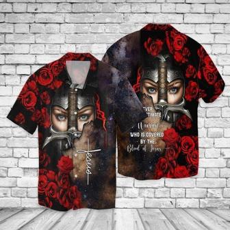 Blood Of Jesus Never Underestimate Women Who Is Covered By The Blood Of Jesus Hawaiian Shirt for Men Women - Seseable