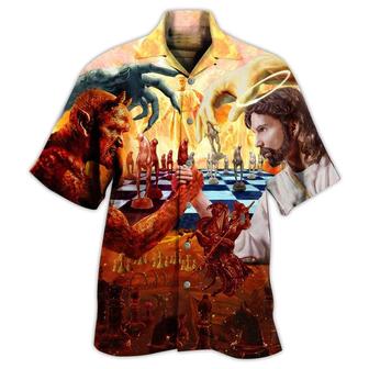 Chess Battle Satan Jesus Cool Style Hawaiian Shirt - Christian Hawaiian Shirts For Men & Women - Seseable