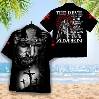 Christian Shirts, The Devil Saw Me With My Head Down Hawaiian Shirt - Christian Hawaiian Shirt for Men Women - Seseable