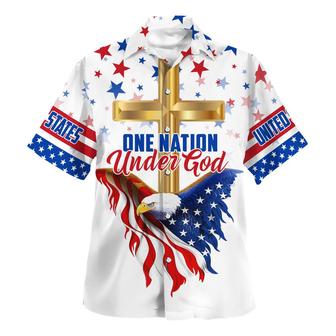 Cross Eagle One Nation Under God Hawaiian Shirt - Seseable