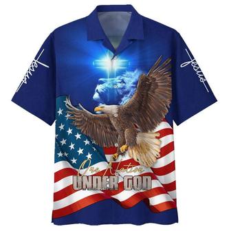 Eagle American One Nation Under God Hawaiian Shirt - Best Hawaiian Shirts - Christian Hawaiian Shirt - Seseable