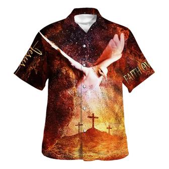 Eagle Cross Jesus Faith Over Hawaiian Shirt - Christian Hawaiian Shirt - Best Hawaiian Shirts - Seseable