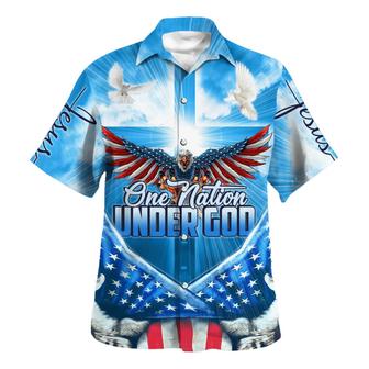 Eagle One Nation Under God American Hawaiian Shirt - Christian Hawaiian Shirt - Best Hawaiian Shirts - Seseable