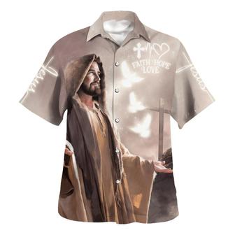 Faith Hope Love Jesus Cross Hawaiian Shirt - Christian Hawaiian Shirt - Best Hawaiian Shirts - Seseable