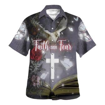 Faith Over Fear Cross Dove Hawaiian Shirts For Men And Women - Seseable