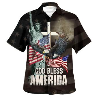 God Bless American Jesus Eagle Hawaiian Shirt - Christian Hawaiian Shirt - Religious Hawaiian Shirts - Seseable