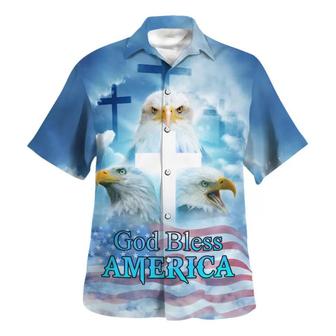 God Bless American White Head Eagle Hawaiian Shirt - Seseable