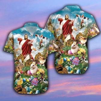 Happy Easter Jesus Is Risen Hawaiian Shirts - Christian Hawaiian Shirts For Men & Women - Seseable