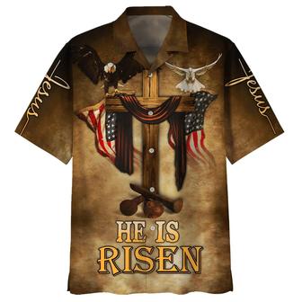 He Is Risen Eagle Cross Hawaiian Shirts - Christian Hawaiian Shirt - Hawaiian Summer Shirts - Seseable