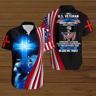I Am A U.S Veteran I Say Merry Christmas God Bless America Summer Hawaiian Shirt - Seseable