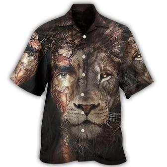 Jesus And Lion Hawaiian Shirt - Christian Hawaiian Shirts For Men & Women - Seseable