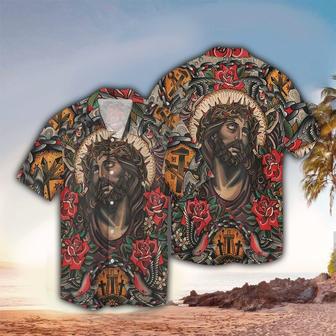 Jesus Art Vintage Hawaiian Shirt - Christian Hawaiian Shirts For Men & Women - Seseable