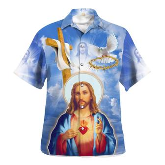 Jesus Christ Sacred Heart Pigeon Hawaiian Shirts For Men And Women - Seseable