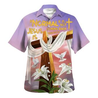 Jesus Cross Easter Lilies Flowers Hawaiian Shirt - Seseable