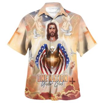 Jesus Eagle And One Nation Under God Hawaiian Shirts For Men And Women - Seseable