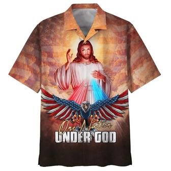Jesus Eagle One Nation Under God Hawaiian Shirt - Best Hawaiian Shirts - Christian Hawaiian Shirt - Seseable