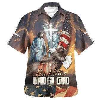 Jesus Eagle One Nation Under God Hawaiian Shirts For Men And Women - Seseable
