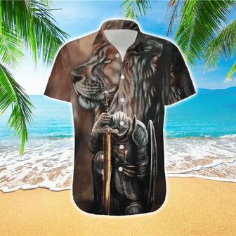 Jesus Hawaiian Shirt With Armor Of God & Lion - Christian Hawaiian Shirts For Men & Women - Seseable