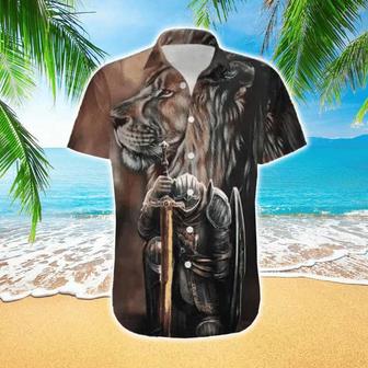 Jesus Hawaiian Shirt With Armor Of God & Lion - Hawaii Shirt Men - Jesus Hawaiian Shirt - Seseable