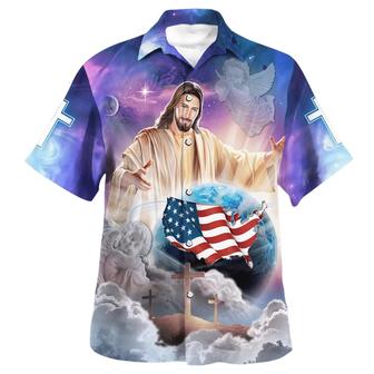 Jesus Holding Earth Hawaiian Shirts For Men And Women - Seseable
