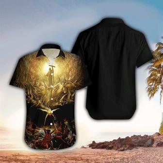 Jesus Holy Light Angels Black Hawaiian Shirt - Christian Hawaiian Shirt for Men Women - Seseable