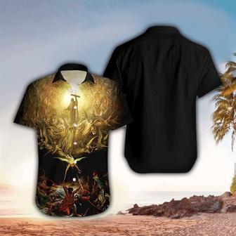 Jesus Holy Light Angels Black Hawaiian Shirt - Christian Hawaiian Shirts For Men & Women - Seseable