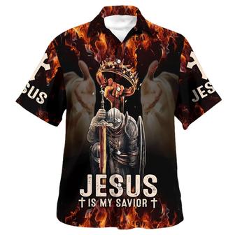 Jesus Is My Savior Warrior Hawaiian Shirt - Christian Hawaiian Shirt - Religious Hawaiian Shirts - Seseable