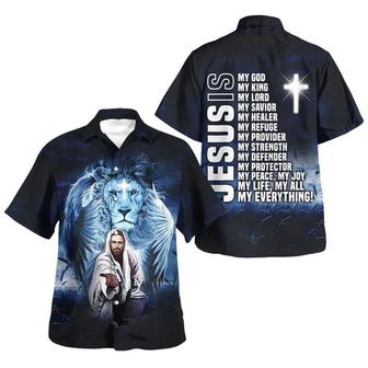 Jesus Lion Jesus Is My God My King My Lord Hawaiian Shirt - Seseable