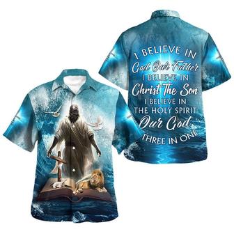 Jesus Lion Lamb I Believe In God Our Father Hawaiian Shirt - Seseable