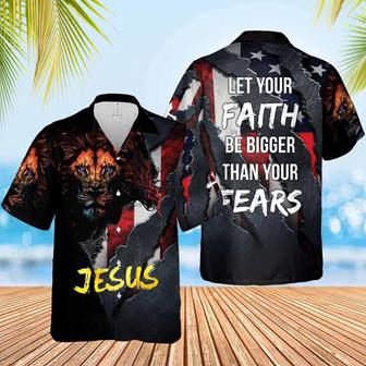 Jesus Lion Let's Your Faith Be Bigger Than Your Fears Hawaiian Shirt - Seseable