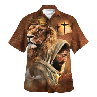 Jesus Lion Of Judah Hawaiian Shirts For Men - Christian Hawaiian Shirt - Hawaiian Summer Shirts - Seseable