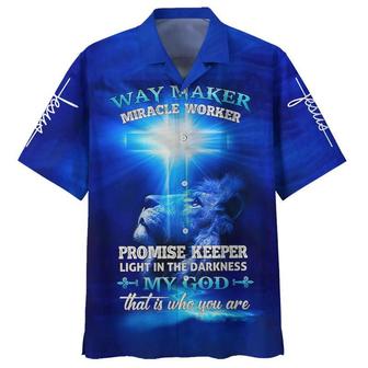 Jesus Lion Way Maker Miracle Worker Promise Keeper Light In The Darkness My God That Is Who You Are Hawaiian Shirt - Seseable