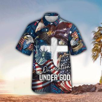 Jesus One Nation Under God Cross Hawaiian Shirt - Christian Hawaiian Shirts For Men & Women - Seseable
