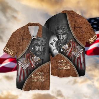 Jesus One Nation Under God United States Hawaiian Shirt - Christian Hawaiian Shirts For Men & Women - Seseable
