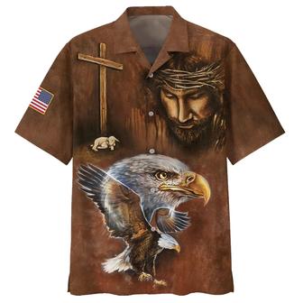 Jesus Patriotic Eagle Hawaiian Shirts - Christian Hawaiian Shirt - Jesus Hawaiian Shirts - Seseable