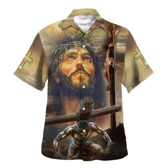 Jesus Portrait Crucifixion Of Jesus Hawaiian Shirts For Men & Women - Seseable