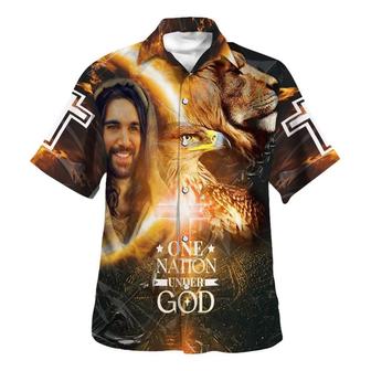 Jesus Smile Eagle One Nation Under God Hawaiian Shirts For Men & Women - Seseable