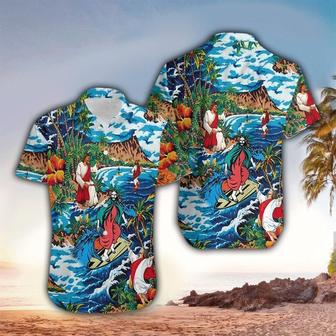 Jesus Surfing On Island Hawaiian Shirt - Christian Hawaiian Shirt for Men Women - Seseable