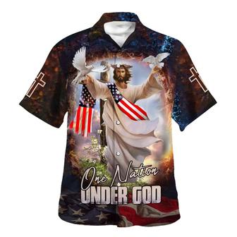 Jesus With His Arms Open Dove Hawaiian Shirt - Seseable