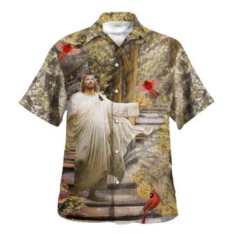 Jesus With His Arms Open Hummingbird Hawaiian Shirts For Men & Women - Seseable