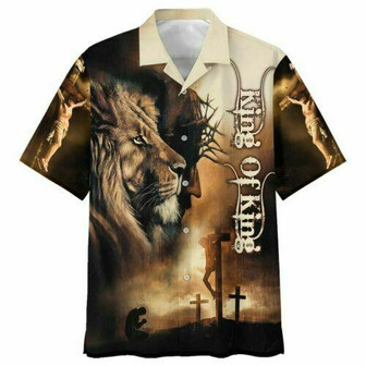 King Of King Jesus Lion Hawaiin Shirt - Christian Hawaiin Shirt For Men & Women - Seseable